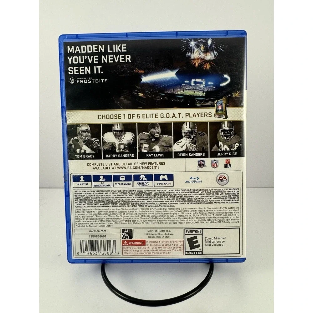 PS4 Madden NFL 18 GOAT Edition Game Complete CIB Clean Disc‎ EA Sports